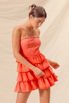 Pele Strapless Ruffle Layered Game Day Cheer Up Dress — thumbnail 4
