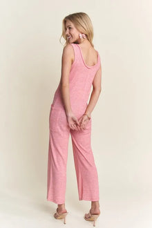Hera Ribbed V-Neck Wide Leg Jumpsuit with Pockets — thumbnail 3