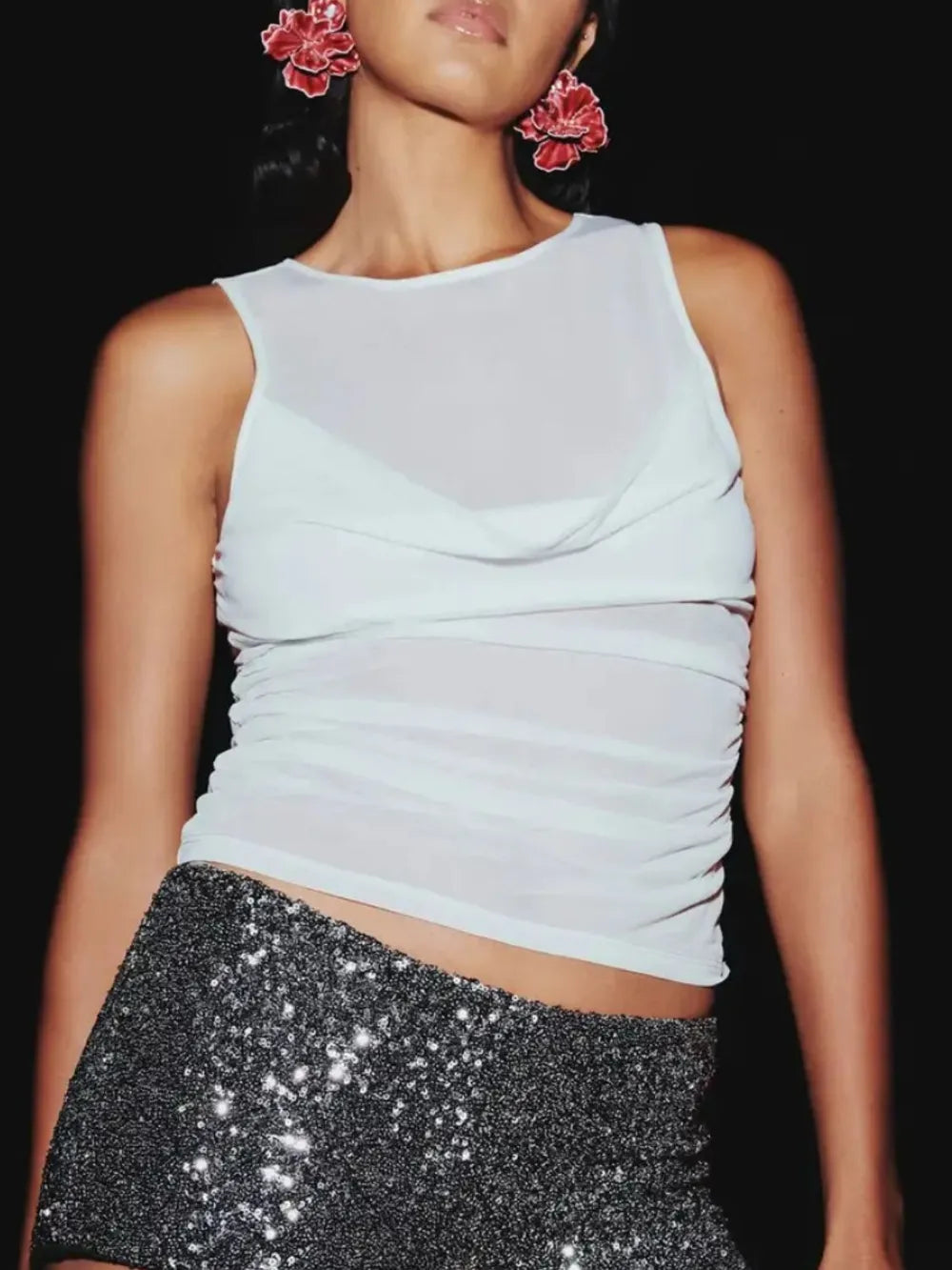 Hecate Ruched Round Neck Tank — view 7