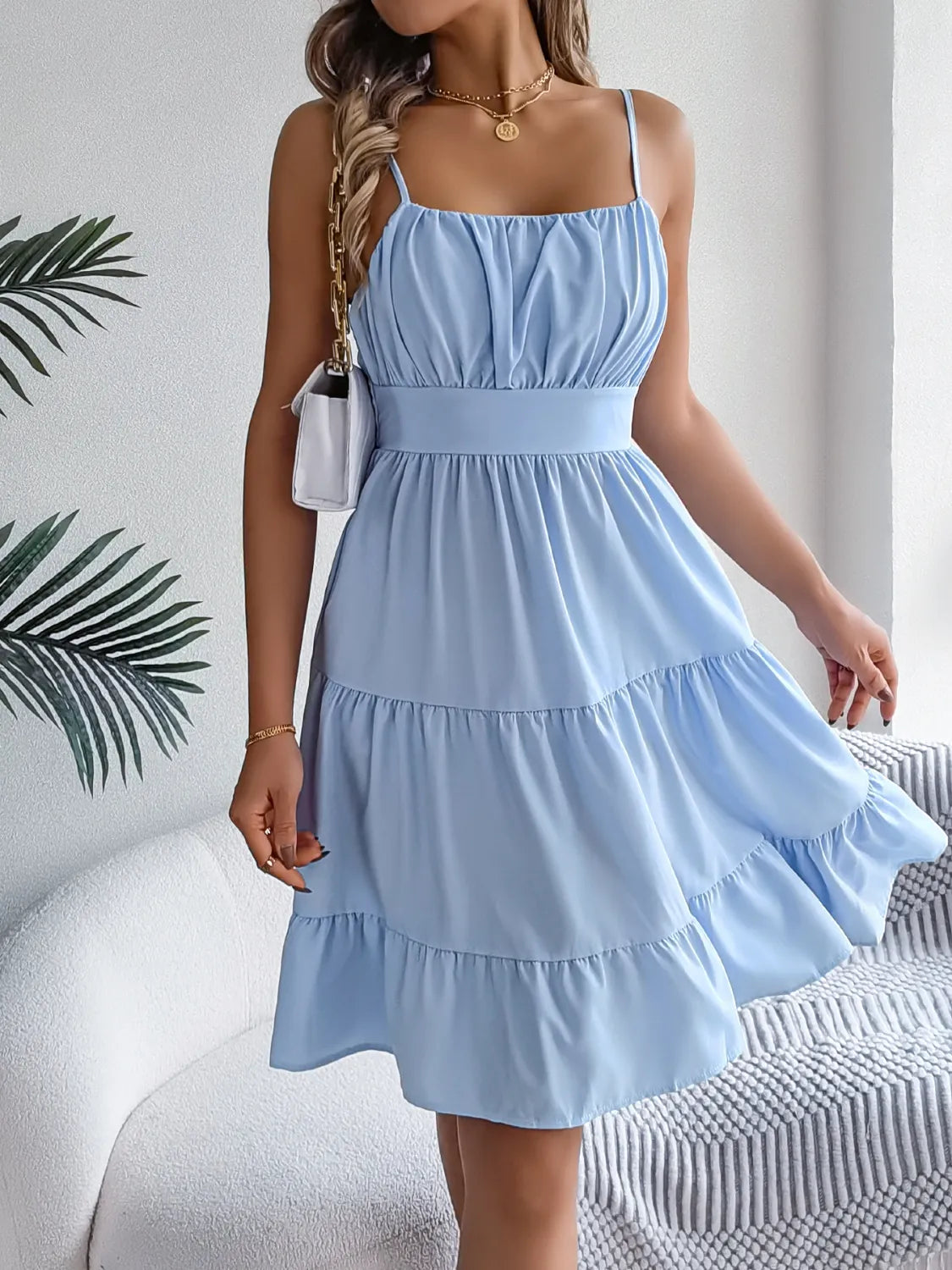 Aphrodite Smocked Back Tiered Cami Dress — view 9