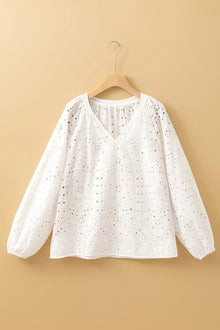 Brigid Eyelet V-Neck Long Sleeve Blouse — thumbnail 7