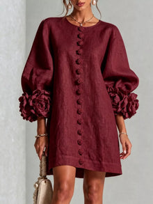 Olwen 3D Floral 3/4 Sleeve Mini Dress — thumbnail 19
