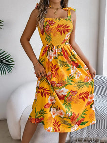 Persephone Smocked Floral Tie Shoulder Midi Dress — thumbnail 6