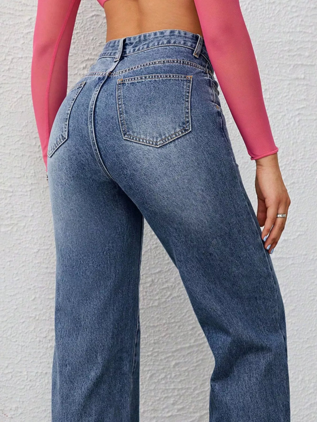 Artemis High-Waisted Wide-Leg Washed Jeans — view 3
