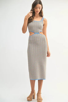 Iris Multi Color Chevron Knit Bodycon Midi Dress — thumbnail 4