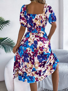 Venus Ruffled Hem Smocked Floral Short Sleeve Midi Dress — thumbnail 12