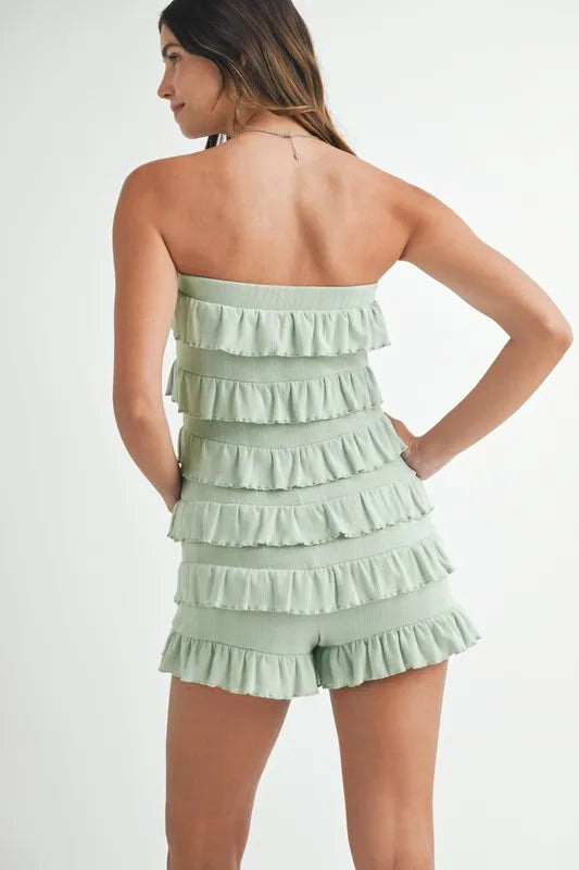 Gaia Ruffled Tube Romper — view 5