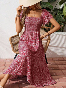 Persephone Floral Print Smocked Ruffle Sleeves Dress — thumbnail 22