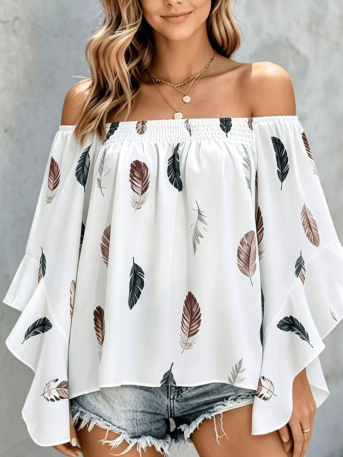 Eir Printed Off Shoulder Blouse