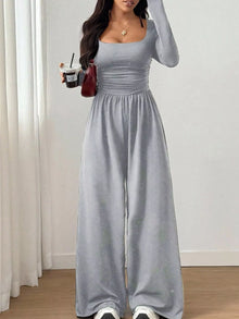 Bastet Ruched Square Neck Wide-Leg Jumpsuit — thumbnail 4