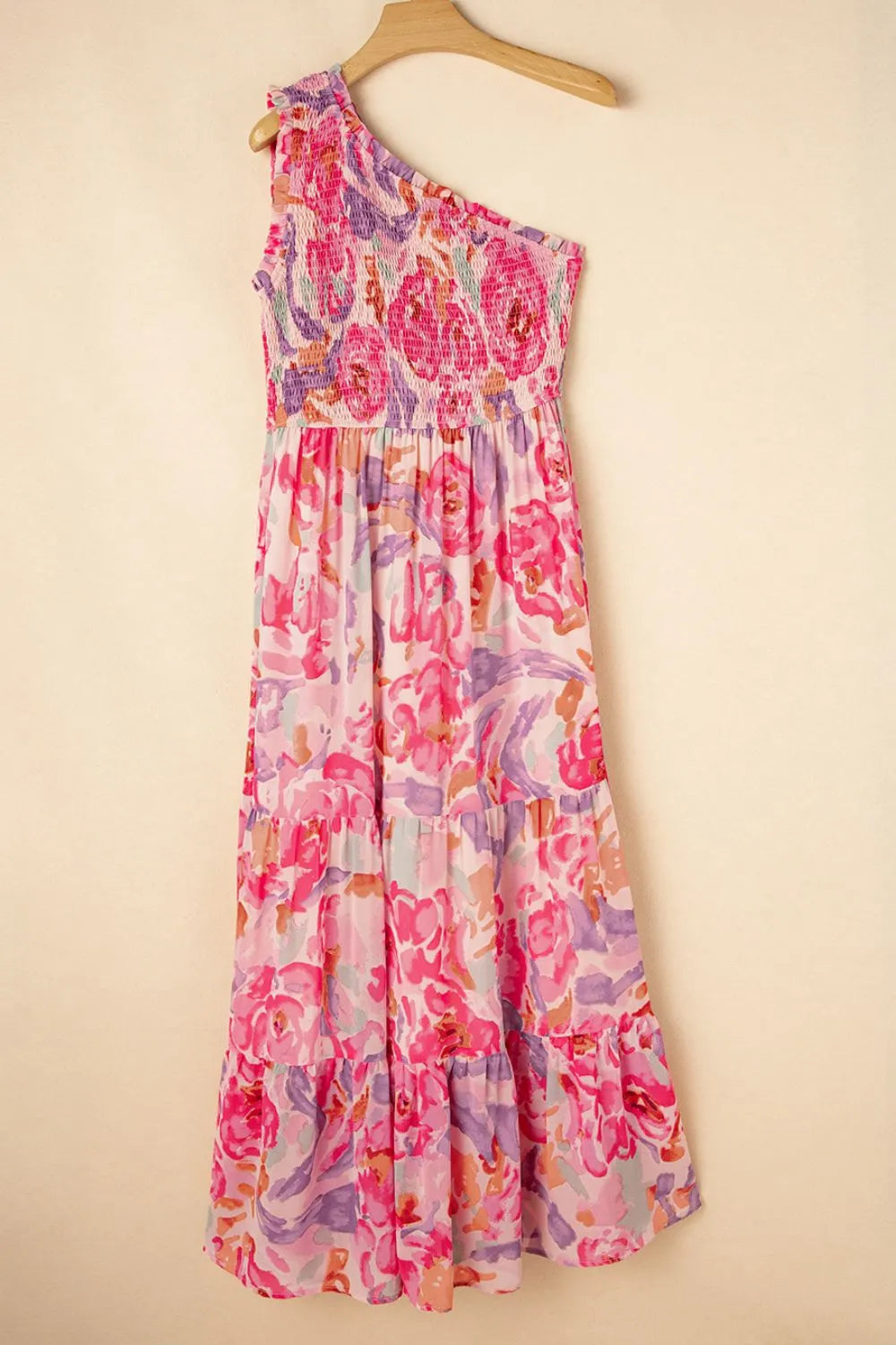 Persephone Floral Print Shirred One Shoulder Maxi Dress — view 5
