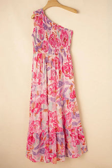 Persephone Floral Print Shirred One Shoulder Maxi Dress — thumbnail 5