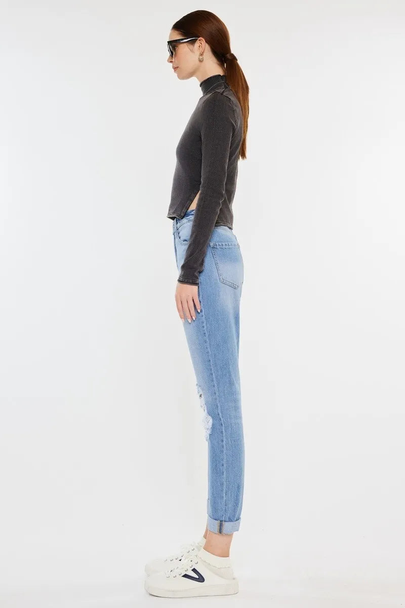 Pele High Rise Distressed Mom Jeans — view 7