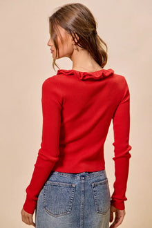 Pele Cascade Ruffle Ribbed Sweater Cardgian — thumbnail 20