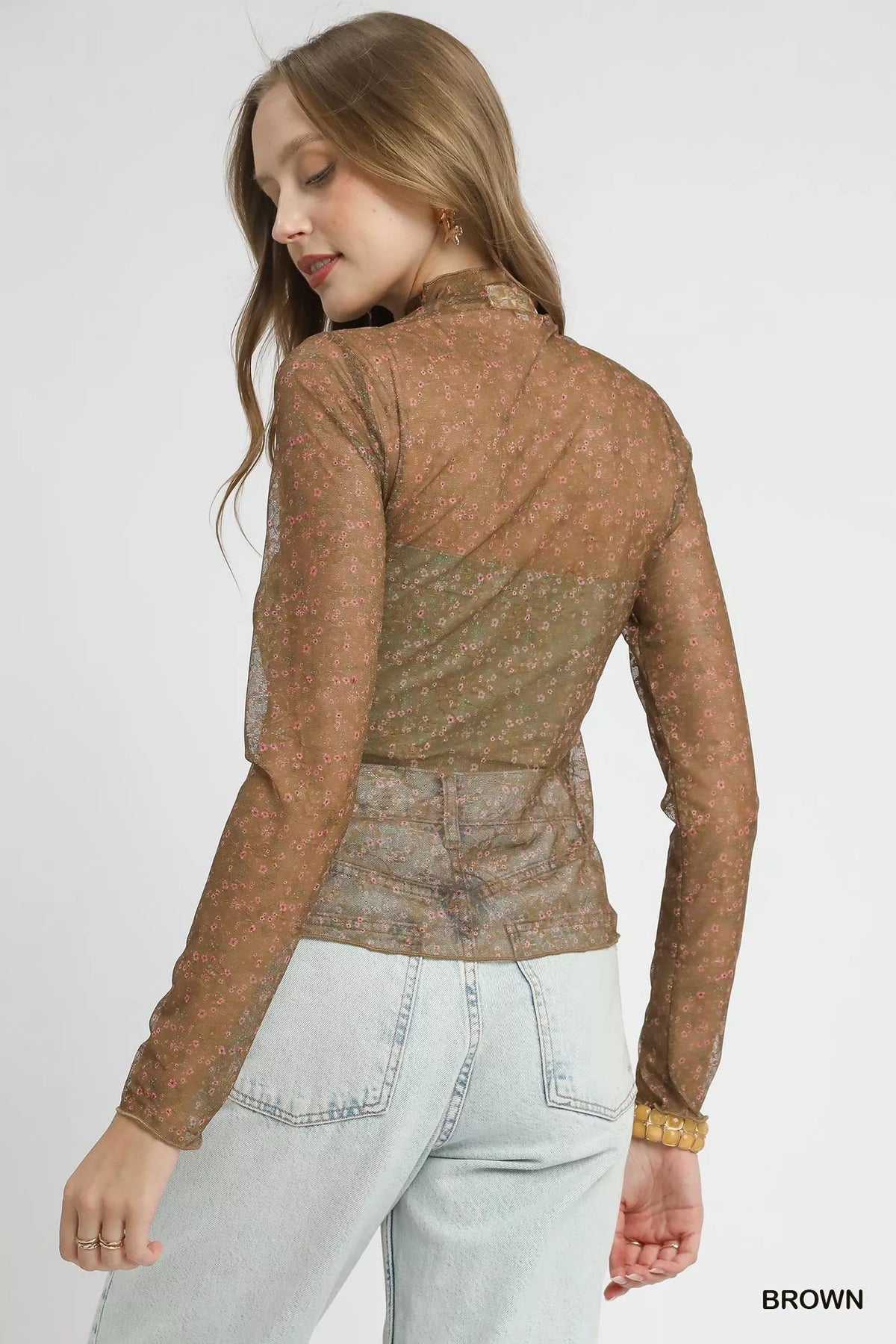 Morrigan Lace Mesh Long Sleeve Top — view 3