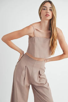 Rhea Linen Mix Crop Cami and Wide Leg Pants Set — thumbnail 4