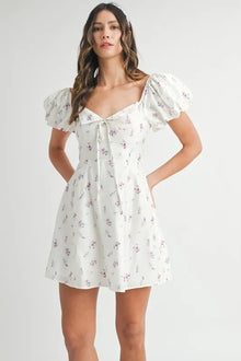 Persephone Floral Puff Sleeve Mini Dress — thumbnail 1