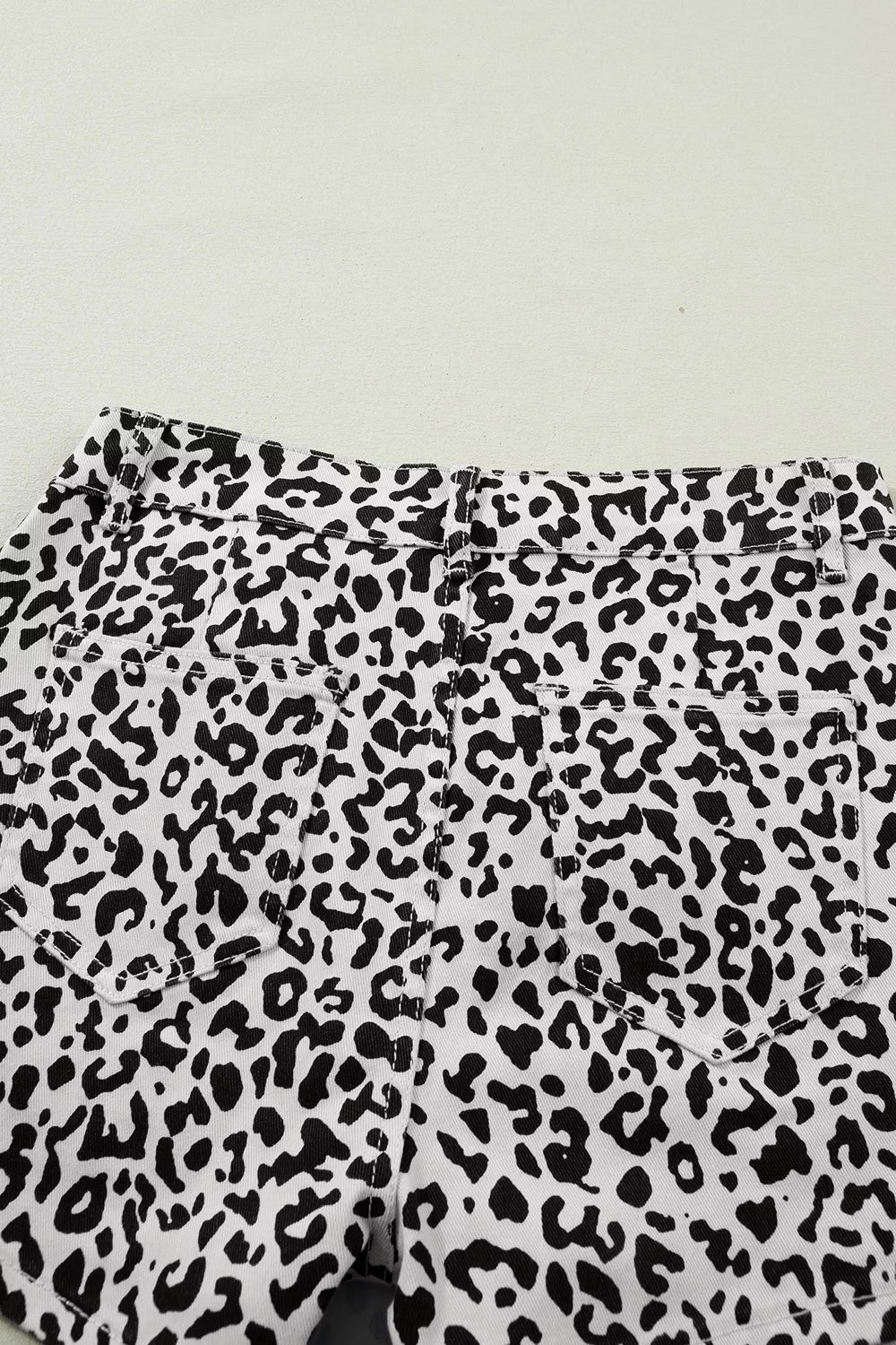 Freya Leopard Print Button Overlap Denim Shorts — view 7