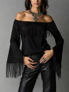 Freya Fringed Off-Shoulder T-Shirt — thumbnail 5