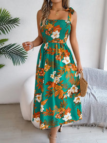 Persephone Smocked Floral Tie Shoulder Midi Dress — thumbnail 12