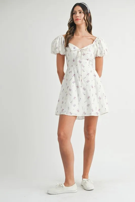 Persephone Floral Puff Sleeve Mini Dress — view 11