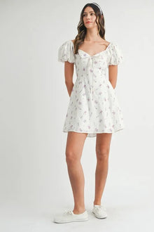 Persephone Floral Puff Sleeve Mini Dress — thumbnail 11