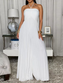 Hera Pleated Halter Neck Wide Leg Jumpsuit — thumbnail 8