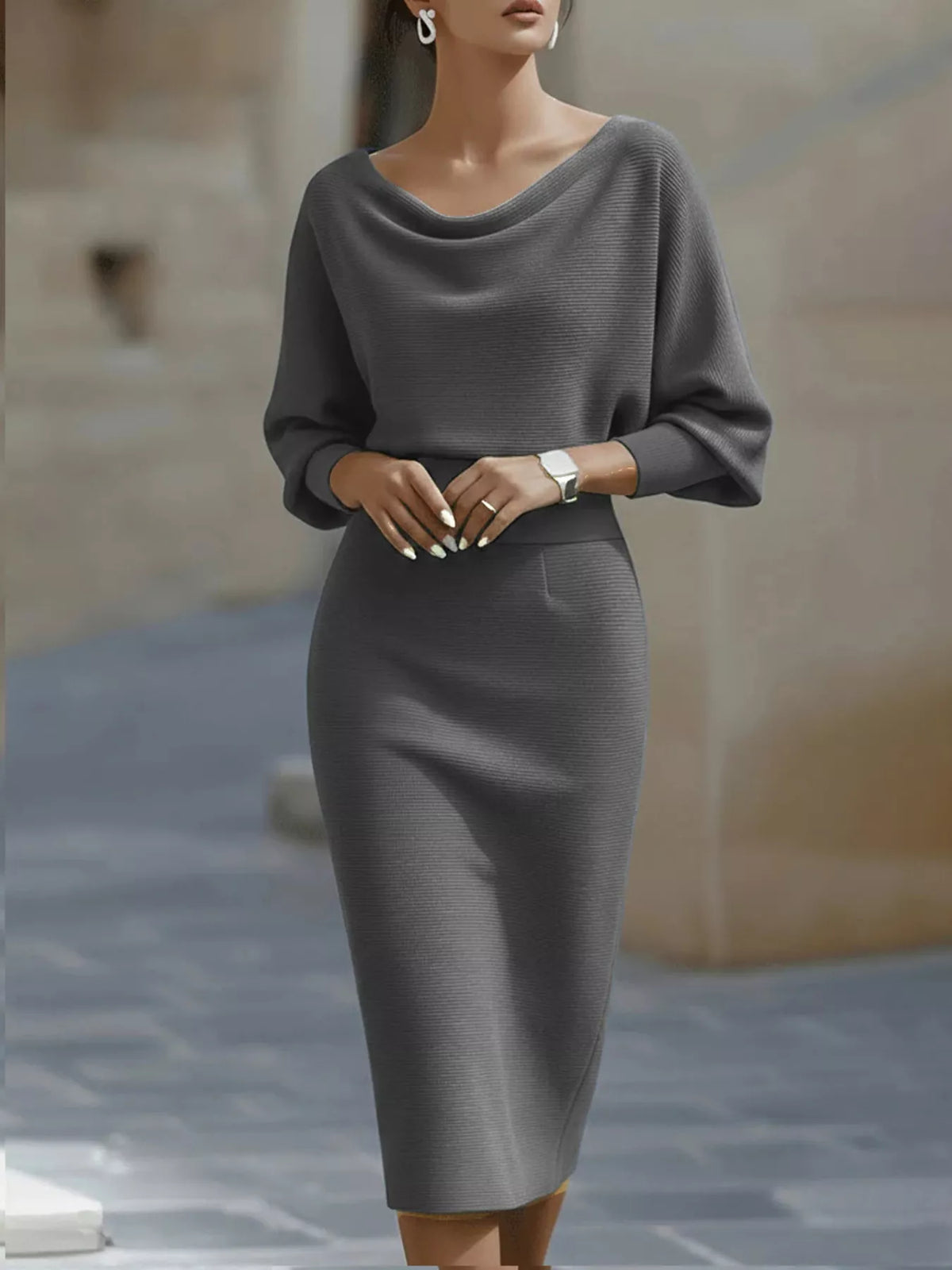 Olwen Cowl Neck Knit Bodycon Dress — view 6
