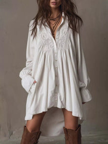 Selene Embroidered High-Low Shirt Dress — thumbnail 1
