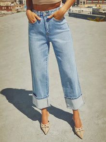 Eos High Waisted Straight Leg Rolled Jeans — thumbnail 15