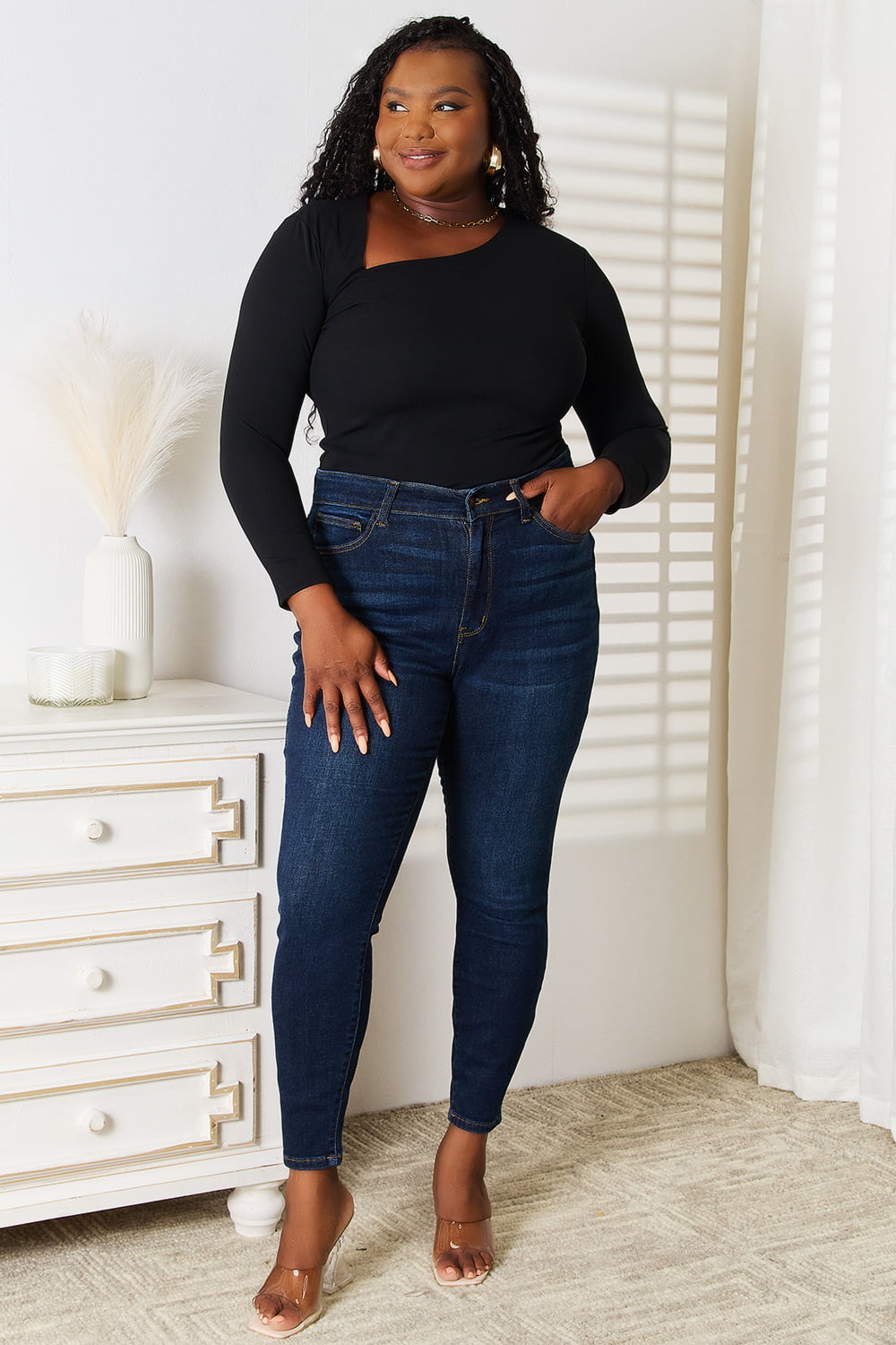 Hecate Asymmetrical Neck Long Sleeve Top — view 7
