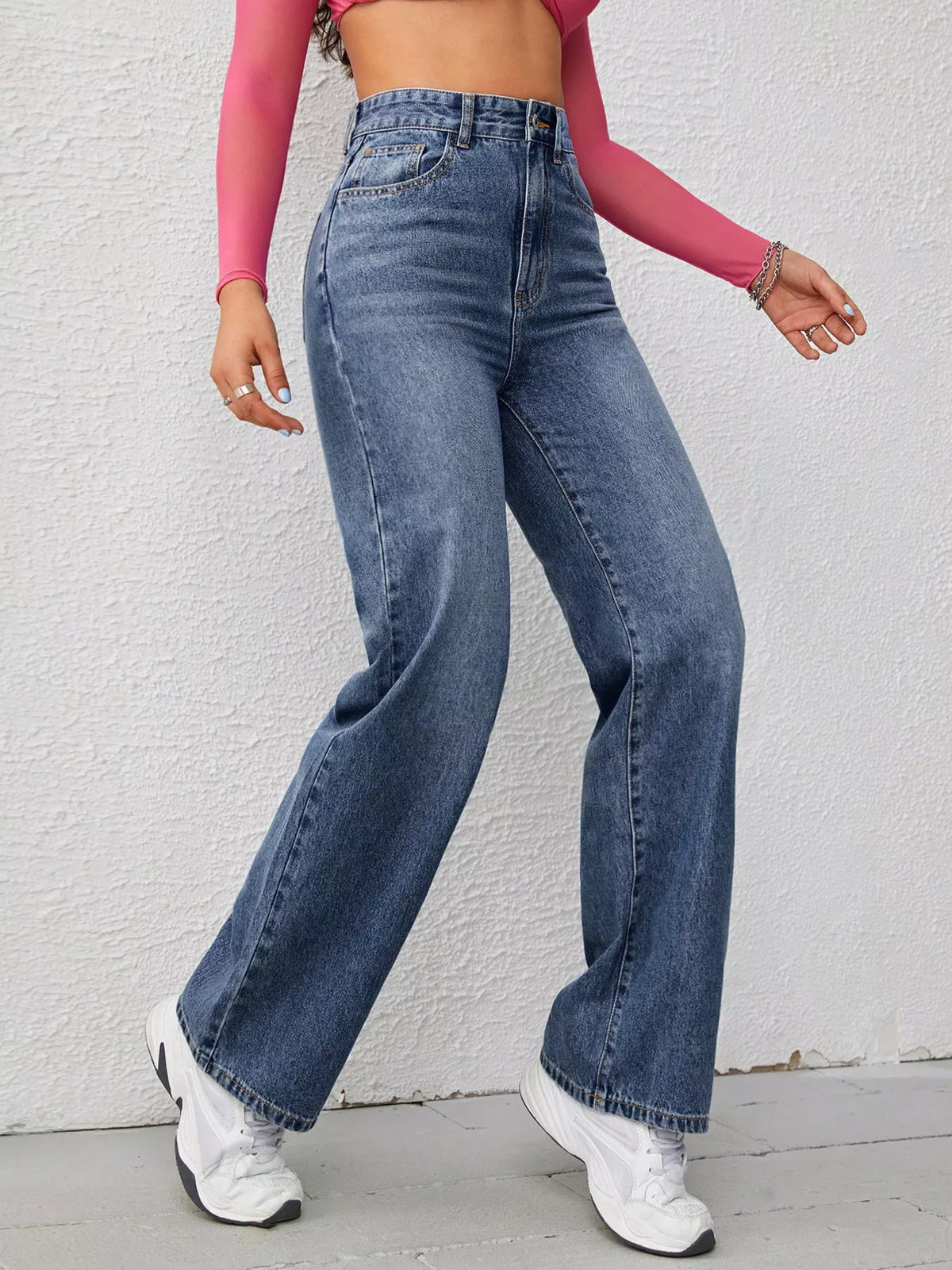 Artemis High-Waisted Wide-Leg Washed Jeans — view 2