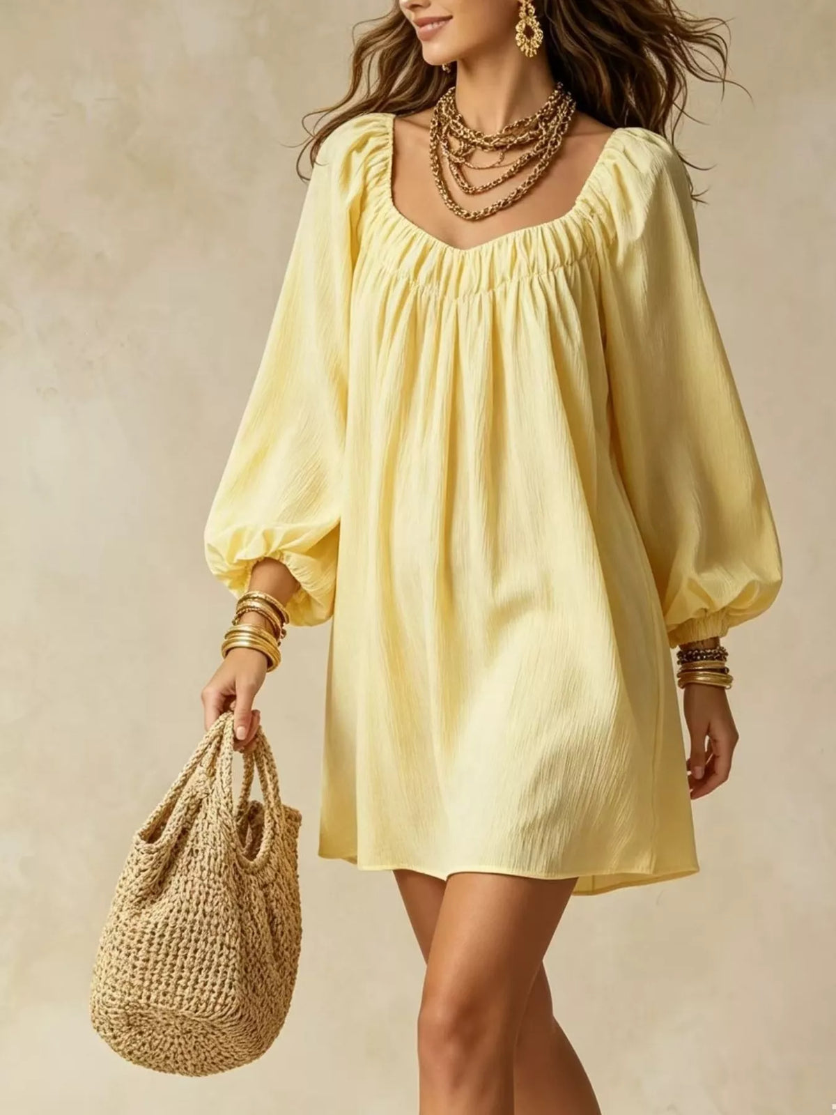 Oshun Flowy Balloon Sleeve Mini Dress — view 2