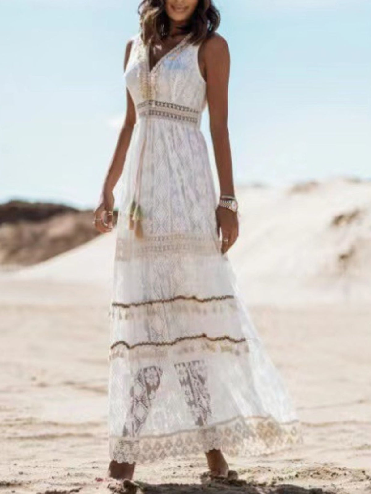 Isis Lace V-Neck Sleeveless Maxi Dress — view 4