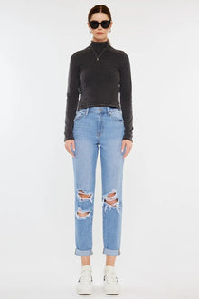 Pele High Rise Distressed Mom Jeans — thumbnail 5