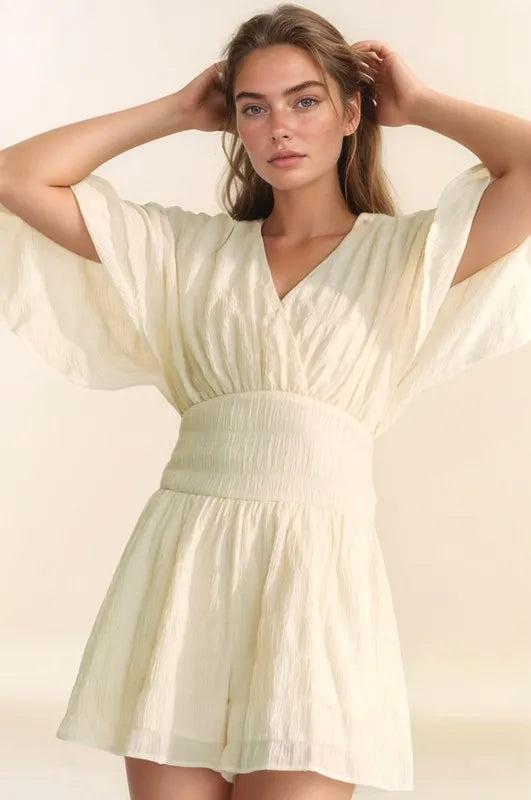 Selene Batwing Sleeve Waist Belt Romper