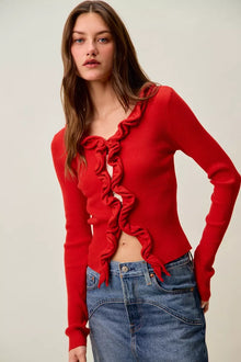 Pele Cascade Ruffle Ribbed Sweater Cardgian — thumbnail 26