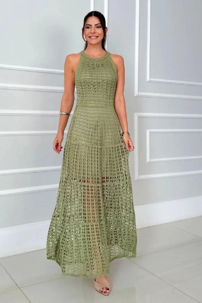 Gaia Hollowed-Out Sleeveless Maxi Dress