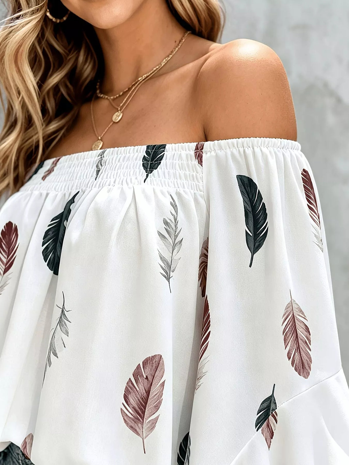 Eir Printed Off Shoulder Blouse — view 4