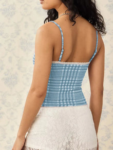 Aurora Lace Detail Plaid Square Neck Cami — thumbnail 8
