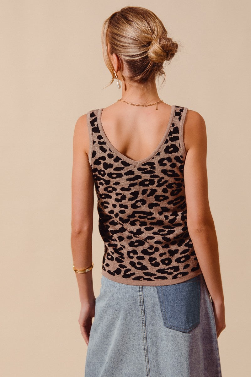 Demeter Leopard Knitted Lightweight V Neck Tank Top — view 10