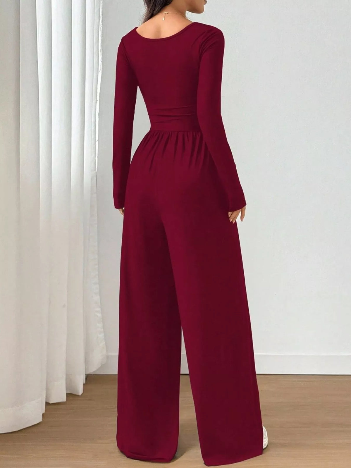 Bastet Ruched Square Neck Wide-Leg Jumpsuit — view 18