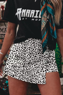 Freya Leopard Print Button Overlap Denim Shorts — thumbnail 1