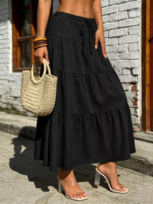 Isis Tiered Maxi Skirt with Drawstring Waist — thumbnail 3