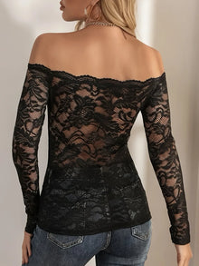 Morrigan Off-Shoulder Long Sleeve Lace Top — thumbnail 15
