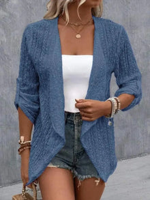 Brigid Eyelet Roll-Tab Sleeve Cardigan — thumbnail 7