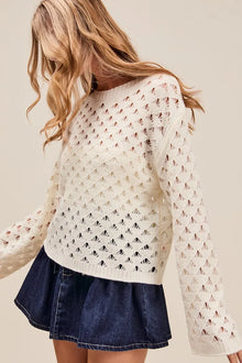 Vesta Geometric Pattern Open Knit Lightweight Sweater — thumbnail 2
