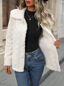 Eir Fuzzy Texture Button Up Collared Neck Coat — thumbnail 4