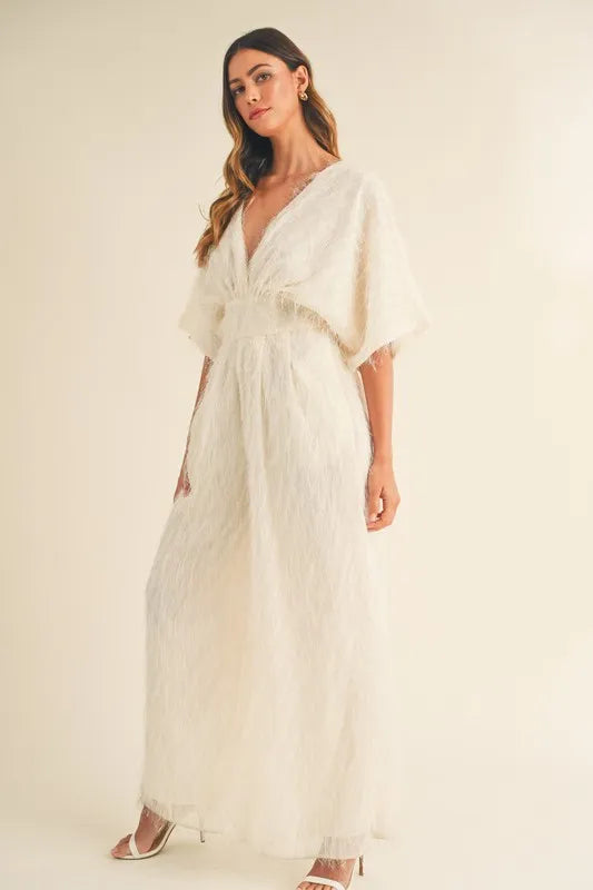 Hera Fluffy Deep V Neck Wide Leg Jumpsuit — view 4