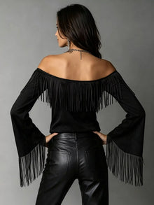 Freya Fringed Off-Shoulder T-Shirt — thumbnail 6